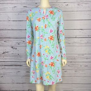 IBKUL UPF 50 Long Sleeve Dress Size Medium Striped Floral Print
